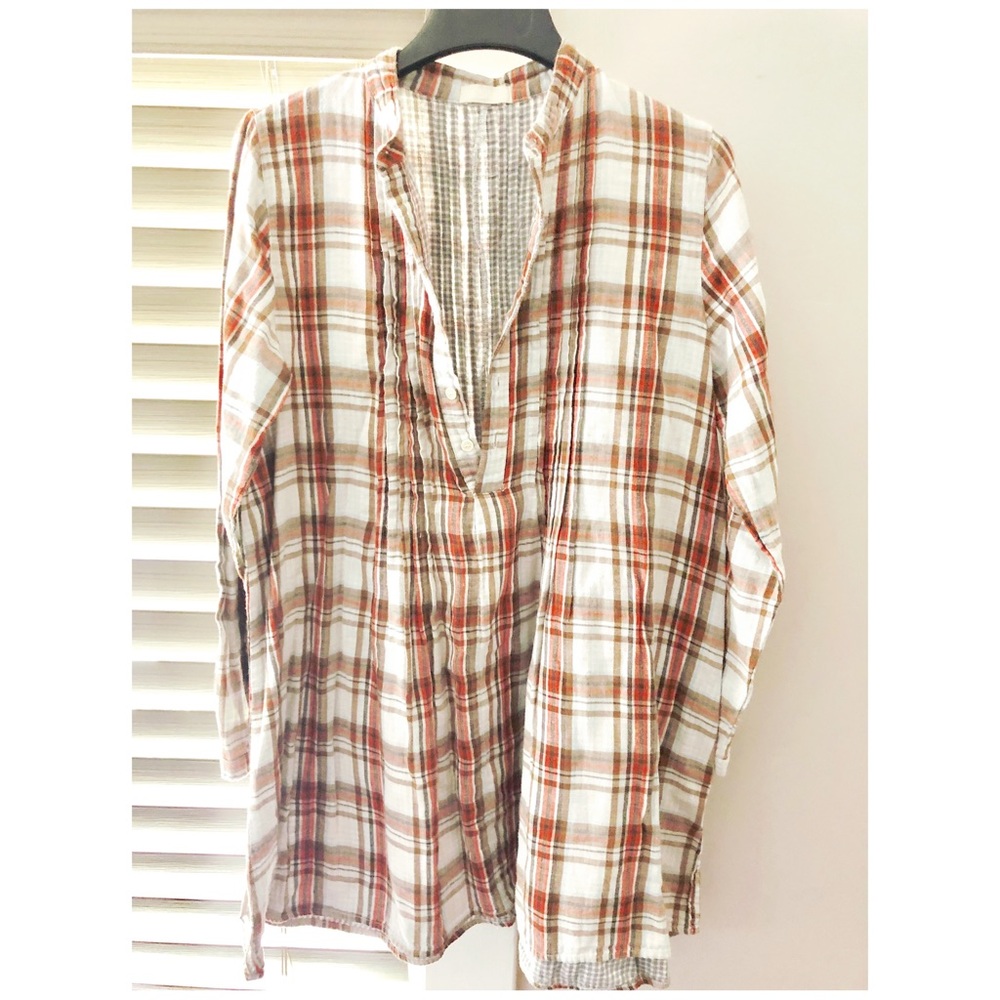 CP Shades Long Sleeved Cotton Plaid Tunic- Size M